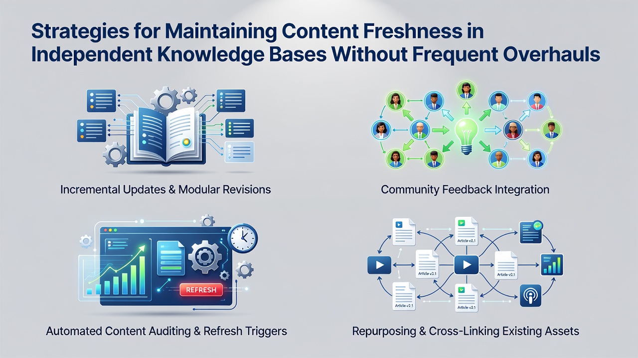 Strategies for Maintaining Content Freshness in Independent Knowledge Bases Without Frequent Overhauls
